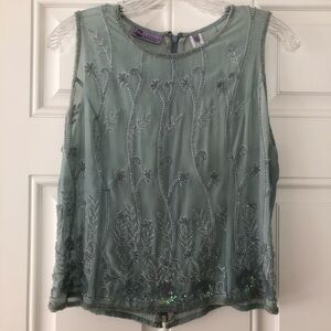 Vintage Calypso Christiana Celle Beaded Top - Silk - Medium, Pale Green